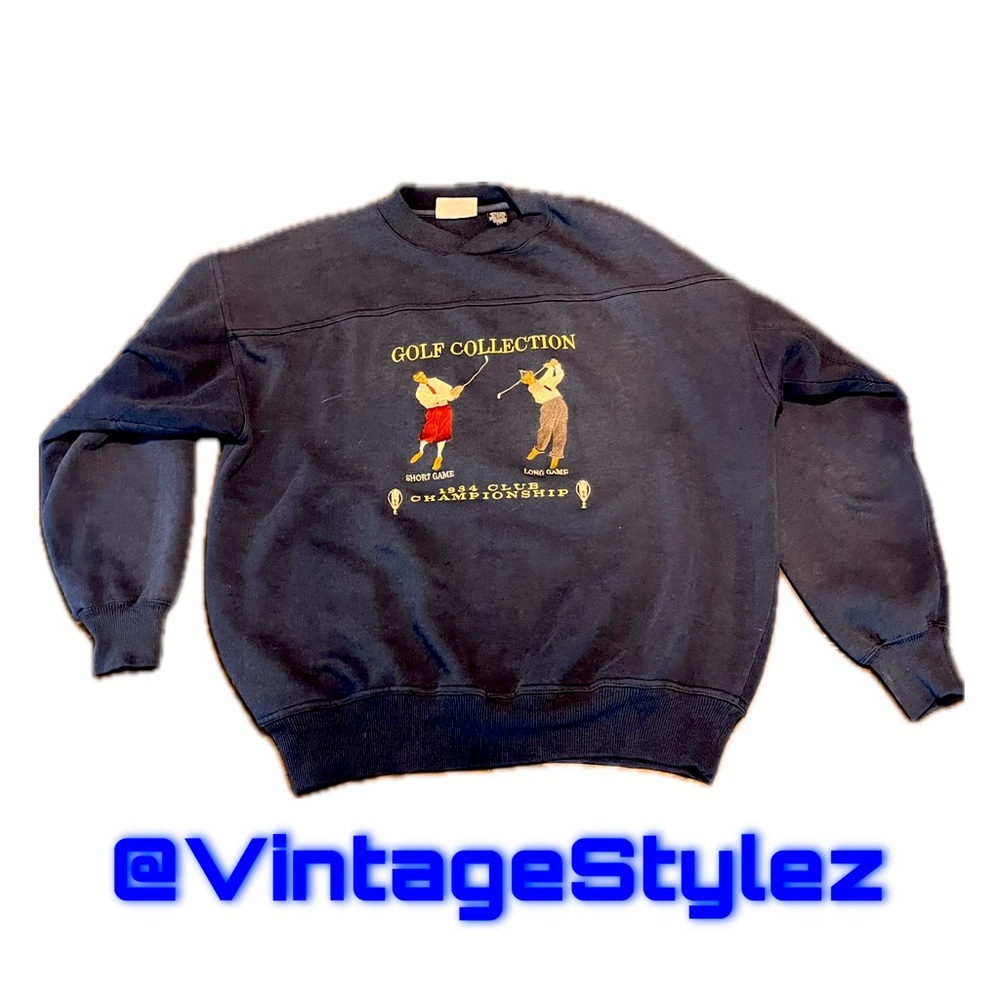 🔥CRABLE VINTAGE GOLF COLLECTION SWEATSHIRT NAVY EMBROIDERY PULLOVER🔥